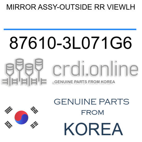 MIRROR ASSY-OUTSIDE RR VIEWLH [ORIGINAL] 87610-3L071G6 876103L071G6 87610 3L071G6