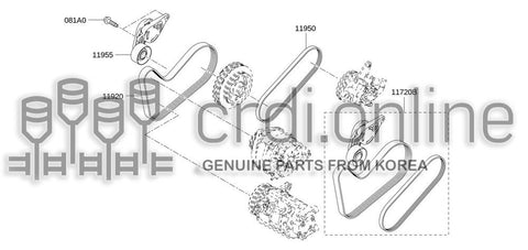 TENSIONER ASSY-ACCSY BELT 11955-2A10A 119552A10A 11955 2A10A