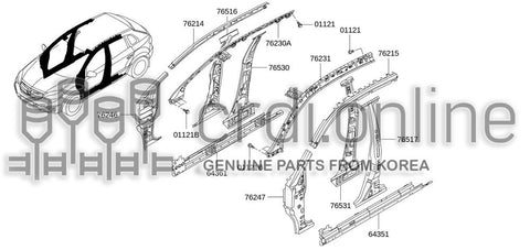 PILLAR ASSY-CENTERINNER LH 76531-JY00A 76531JY00A 76531 JY00A