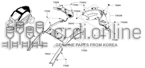 GARNISH ASSY-FRONT PILLARRH 76911-9611R 769119611R 76911 9611R