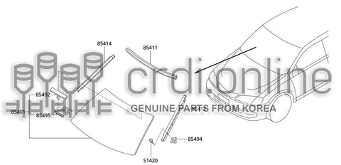 MOULDING ASSY-WINDSHIELD SIDELH 85413-31000GA 8541331000GA 85413 31000GA