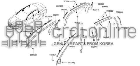 DOOR FRAME-INNER MOLDINGREAR LH 82275-0018R 822750018R 82275 0018R