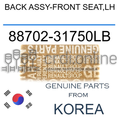 BACK ASSY-FRONT SEAT,LH [ORIGINAL] 88702-31750LB 8870231750LB 88702 31750LB