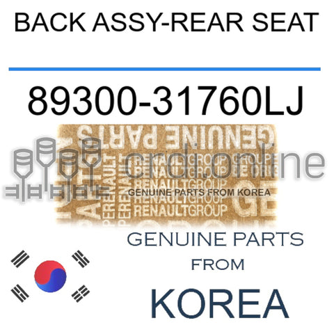 BACK ASSY-REAR SEAT [ORIGINAL] 89300-31760LJ 8930031760LJ 89300 31760LJ