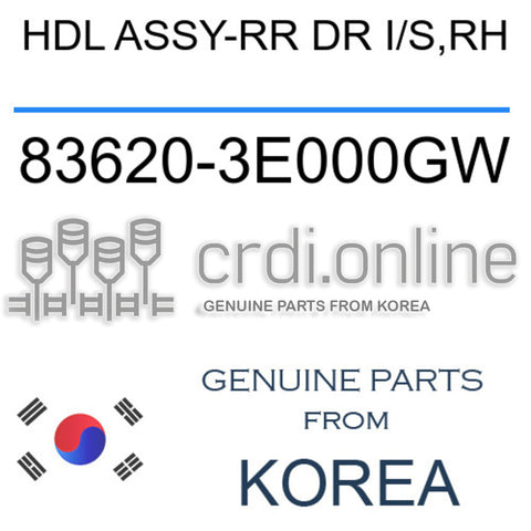 HDL ASSY-RR DR I/S,RH [ORIGINAL] 83620-3E000GW 836203E000GW 83620 3E000GW