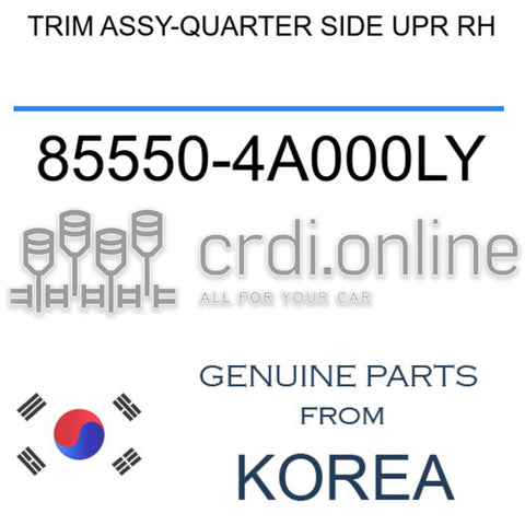 TRIM ASSY-QUARTER SIDE UPR RH 85550-4A000LY 855504A000LY 85550 4A000LY