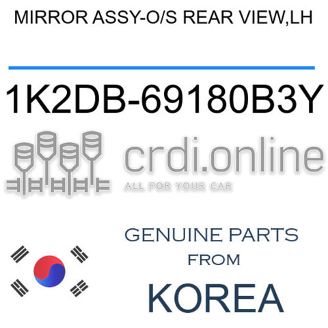 MIRROR ASSY-O/S REAR VIEW,LH [ORIGINAL] 1K2DB-69180B3Y 1K2DB69180B3Y 1K2DB 69180B3Y