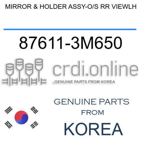 MIRROR & HOLDER ASSY-O/S RR VIEWLH [ORIGINAL] 87611-3M650 876113M650 87611 3M650