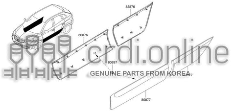 MOULDING ASSY-REAR DOORLOWER RH 82876-JY00B 82876JY00B 82876 JY00B