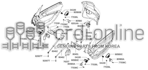 HINGE-FRONT RH DOORUPPER 80400-7943R 804007943R 80400 7943R