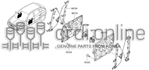 REGULATOR ASSY-FRONT DOORRH 80720-7736R 807207736R 80720 7736R