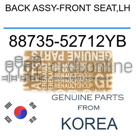 BACK ASSY-FRONT SEAT,LH [ORIGINAL] 88735-52712YB 8873552712YB 88735 52712YB