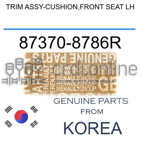 TRIM ASSY-CUSHION,FRONT SEAT LH [ORIGINAL] 87370-8786R 873708786R 87370 8786R