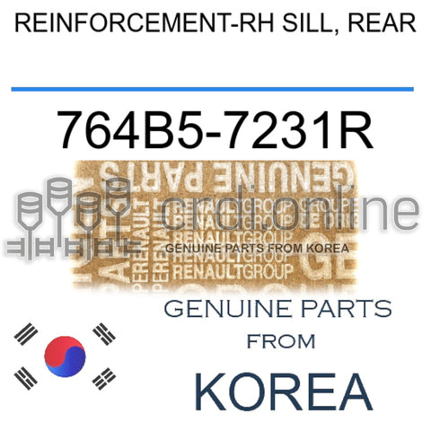 REINFORCEMENT-RH SILL, REAR [ORIGINAL] 764B5-7231R 764B57231R 764B5 7231R