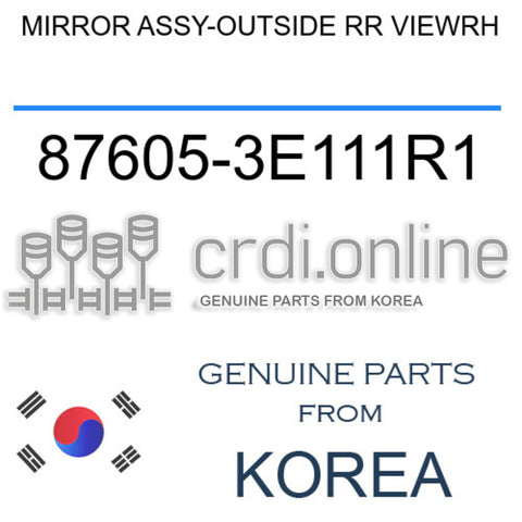 MIRROR ASSY-OUTSIDE RR VIEWRH [ORIGINAL] 87605-3E111R1 876053E111R1 87605 3E111R1