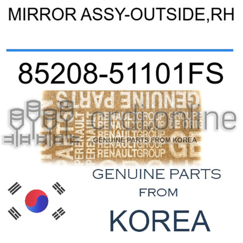 MIRROR ASSY-OUTSIDE,RH [ORIGINAL] 85208-51101FS 8520851101FS 85208 51101FS