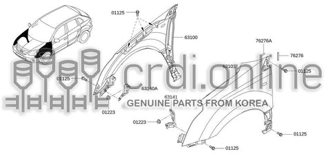 FENDER ASSY-FRONTLH 63101-0037R 631010037R 63101 0037R