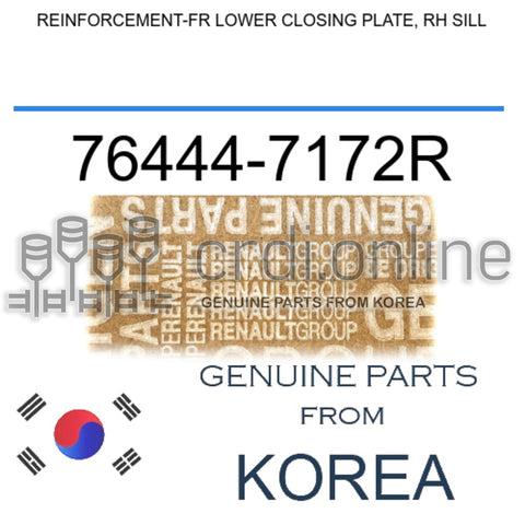 REINFORCEMENT-FR LOWER CLOSING PLATE, RH SILL [ORIGINAL] 76444-7172R 764447172R 76444 7172R