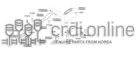 HANDLE ASSY-REAR DOOR OUTSIDERH 78840-51010EA 7884051010EA 78840 51010EA