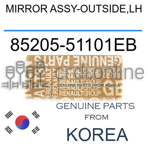 MIRROR ASSY-OUTSIDE,LH [ORIGINAL] 85205-51101EB 8520551101EB 85205 51101EB