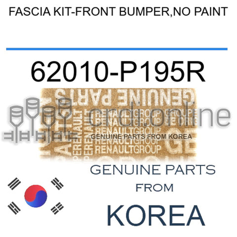 FASCIA KIT-FRONT BUMPER,NO PAINT [ORIGINAL] 62010-P195R 62010P195R 62010 P195R