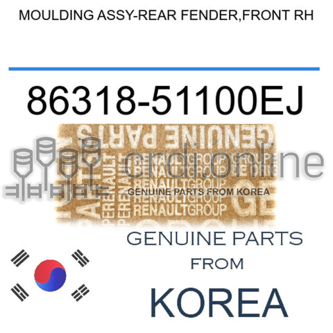 MOULDING ASSY-REAR FENDER,FRONT RH [ORIGINAL] 86318-51100EJ 8631851100EJ 86318 51100EJ