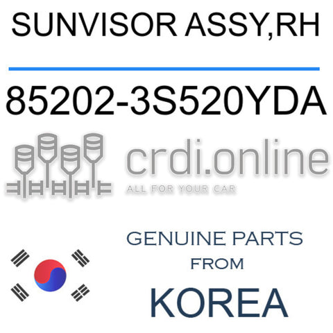 SUNVISOR ASSY,RH 85202-3S520YDA 852023S520YDA 85202 3S520YDA