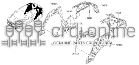 PILLAR COMPLETE-REARINNER RH 766D0-JY00A 766D0JY00A 766D0 JY00A