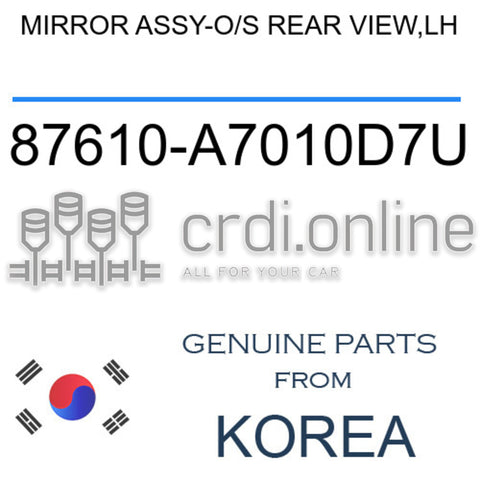 MIRROR ASSY-O/S REAR VIEW,LH [ORIGINAL] 87610-A7010D7U 87610A7010D7U 87610 A7010D7U