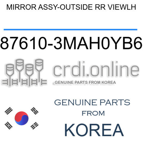 MIRROR ASSY-OUTSIDE RR VIEWLH [ORIGINAL] 87610-3MAH0YB6 876103MAH0YB6 87610 3MAH0YB6