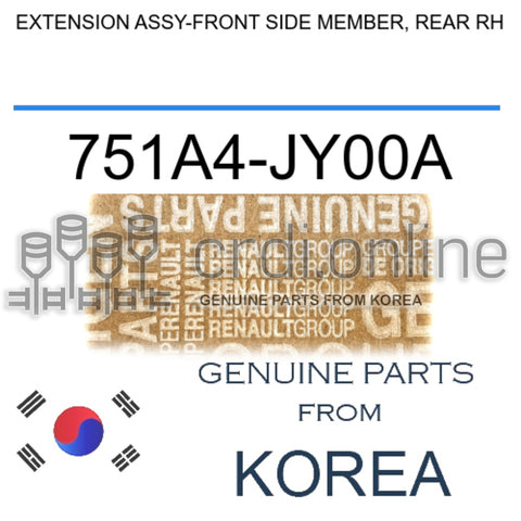EXTENSION ASSY-FRONT SIDE MEMBER, REAR RH [ORIGINAL] 751A4-JY00A 751A4JY00A 751A4 JY00A