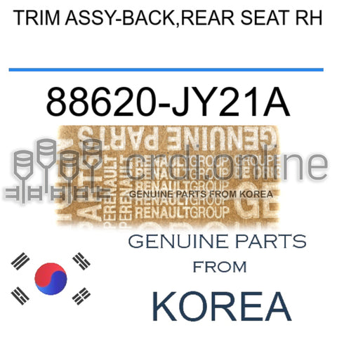 TRIM ASSY-BACK,REAR SEAT RH [ORIGINAL] 88620-JY21A 88620JY21A 88620 JY21A