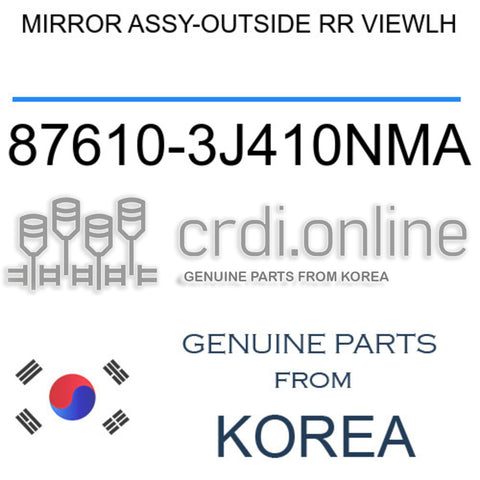 MIRROR ASSY-OUTSIDE RR VIEWLH [ORIGINAL] 87610-3J410NMA 876103J410NMA 87610 3J410NMA