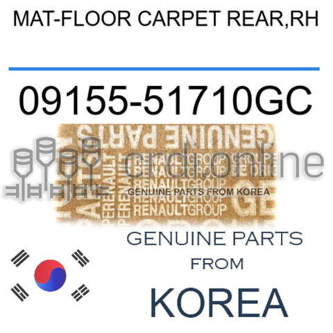 MAT-FLOOR CARPET REAR,RH [ORIGINAL] 09155-51710GC 0915551710GC 09155 51710GC