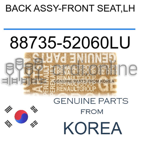 BACK ASSY-FRONT SEAT,LH [ORIGINAL] 88735-52060LU 8873552060LU 88735 52060LU