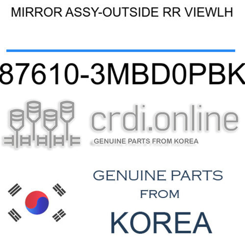 MIRROR ASSY-OUTSIDE RR VIEWLH [ORIGINAL] 87610-3MBD0PBK 876103MBD0PBK 87610 3MBD0PBK
