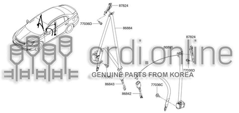 BELT ASSY-TONGUEPRETENSIONER FRONT LH 86885-7478R 868857478R 86885 7478R