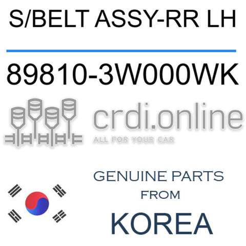 S/BELT ASSY-RR LH [ORIGINAL] 89810-3W000WK 898103W000WK 89810 3W000WK