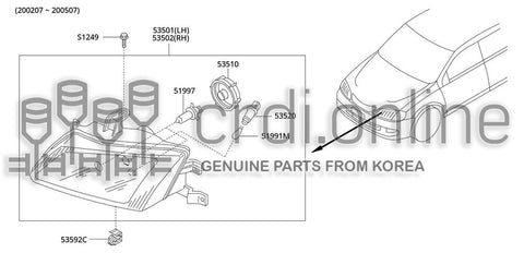 LAMP ASSY-HEADRH 53502-31000 5350231000 53502 31000