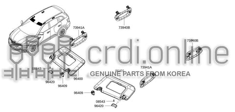 SUNVISOR ASSY-RH 96400-7407R 964007407R 96400 7407R