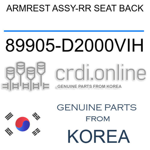 ARMREST ASSY-RR SEAT BACK [ORIGINAL] 89905-D2000VIH 89905D2000VIH 89905 D2000VIH