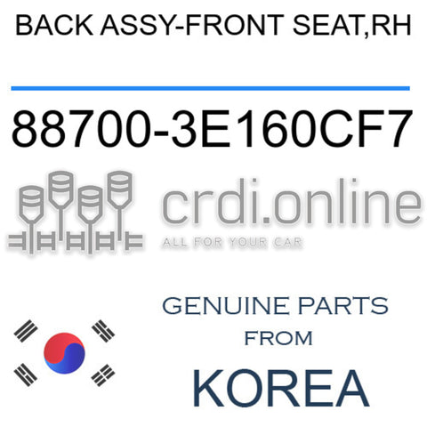 BACK ASSY-FRONT SEAT,RH 88700-3E160CF7 887003E160CF7 88700 3E160CF7