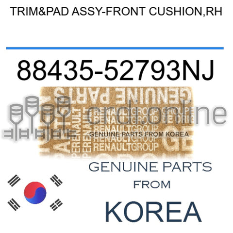 TRIM&PAD ASSY-FRONT CUSHION,RH [ORIGINAL] 88435-52793NJ 8843552793NJ 88435 52793NJ