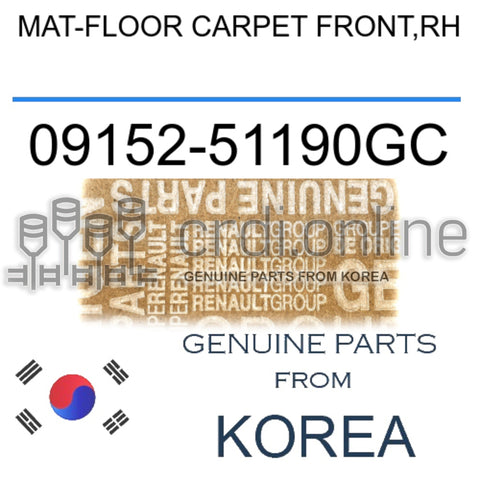 MAT-FLOOR CARPET FRONT,RH [ORIGINAL] 09152-51190GC 0915251190GC 09152 51190GC