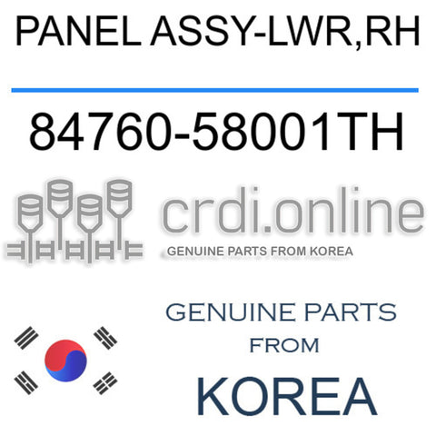PANEL ASSY-LWR,RH [ORIGINAL] 84760-58001TH 8476058001TH 84760 58001TH
