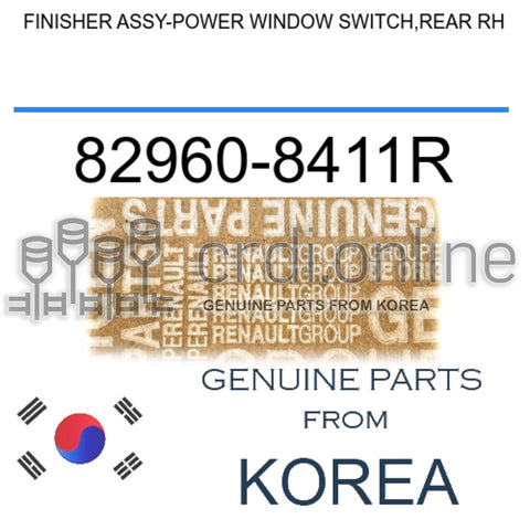 FINISHER ASSY-POWER WINDOW SWITCH,REAR RH [ORIGINAL] 82960-8411R 829608411R 82960 8411R