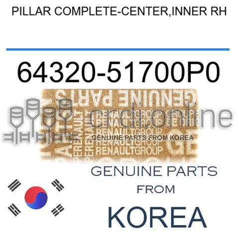 PILLAR COMPLETE-CENTER,INNER RH [ORIGINAL] 64320-51700P0 6432051700P0 64320 51700P0