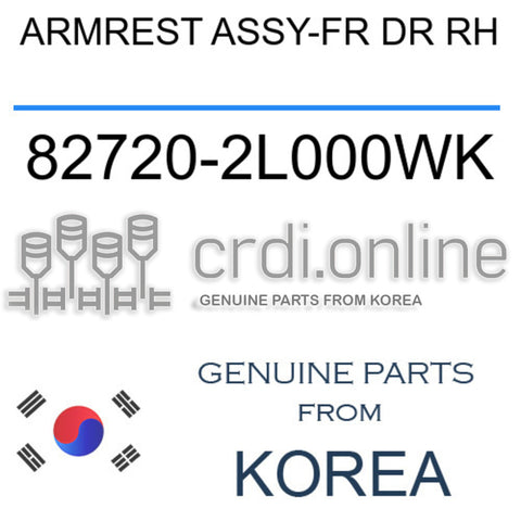 ARMREST ASSY-FR DR RH 82720-2L000WK 827202L000WK 82720 2L000WK