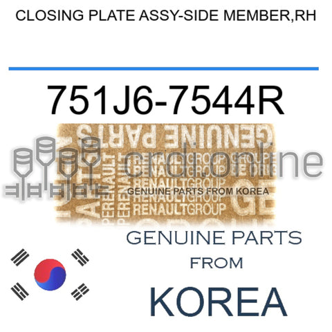 CLOSING PLATE ASSY-SIDE MEMBER,RH [ORIGINAL] 751J6-7544R 751J67544R 751J6 7544R