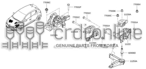 MOUNTING COMPLETE-HYDRO ELASTICFRONT RH 11375-8078R 113758078R 11375 8078R